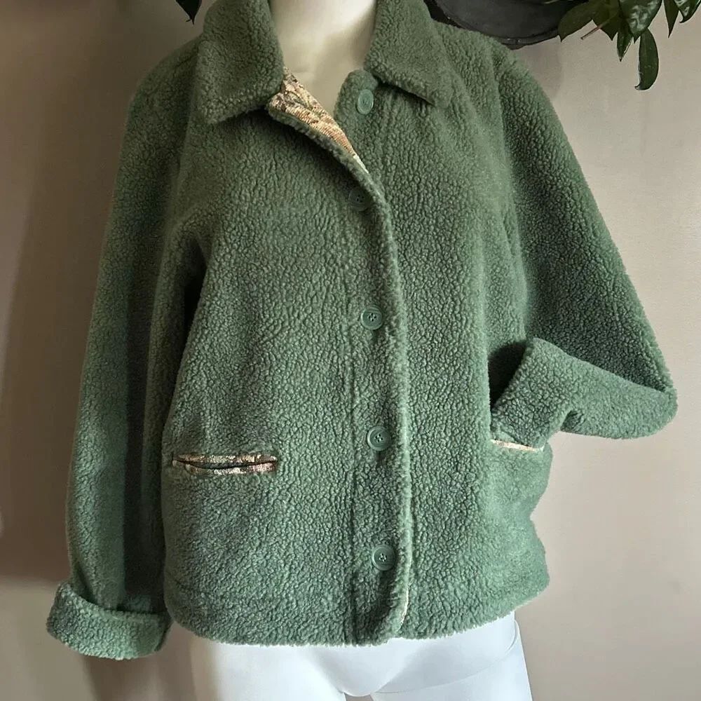 Vintage Cambridge Country Green Fleece Teddy Coat Medium
